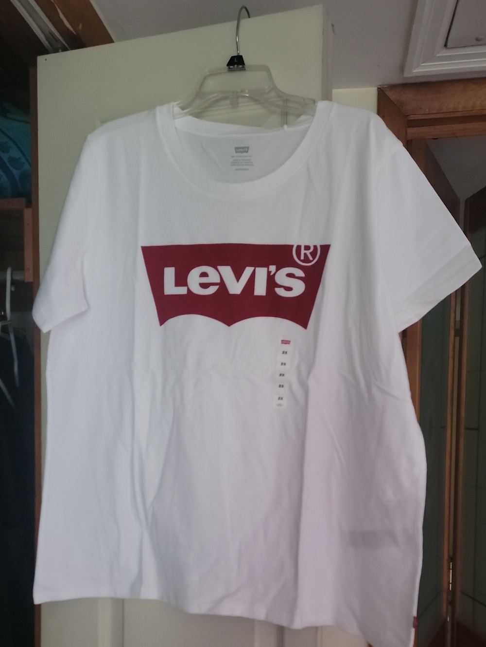 Levi's White Tee with Maroon Logo
